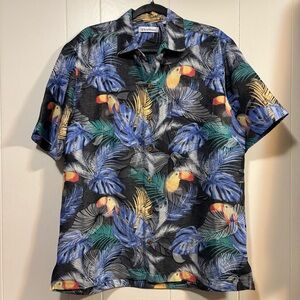 Caribbean Men's Tropical Toucan Print Shirt - Black and Blue